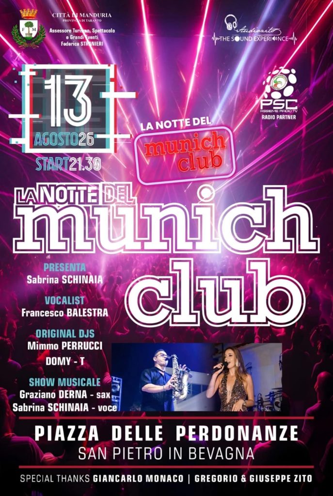 🎶✨ LA NOTTE DEL MUNICH CLUB ARRIVA A SAN PIETRO IN BEVAGNA! ✨🎶