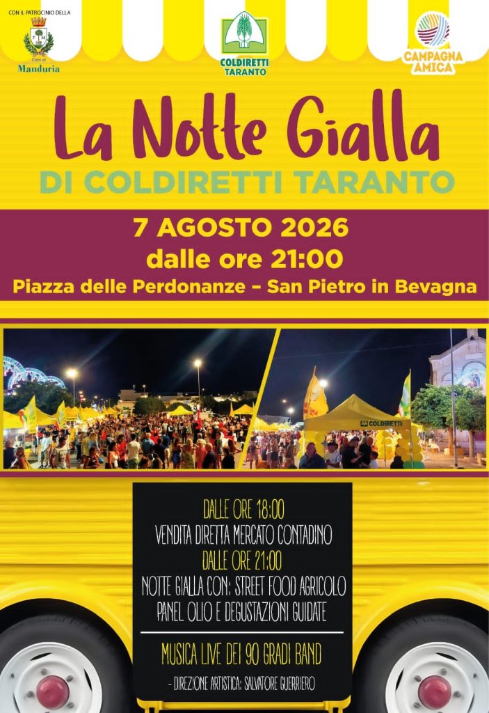 πΎπ La Notte Gialla di Coldiretti Taranto arriva a San Pietro in Bevagna!